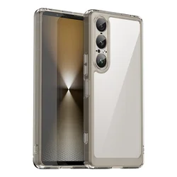 Transparent Colorful TPU Protective Phone Case Cover for Sony Xperia 1 VII (Grey)