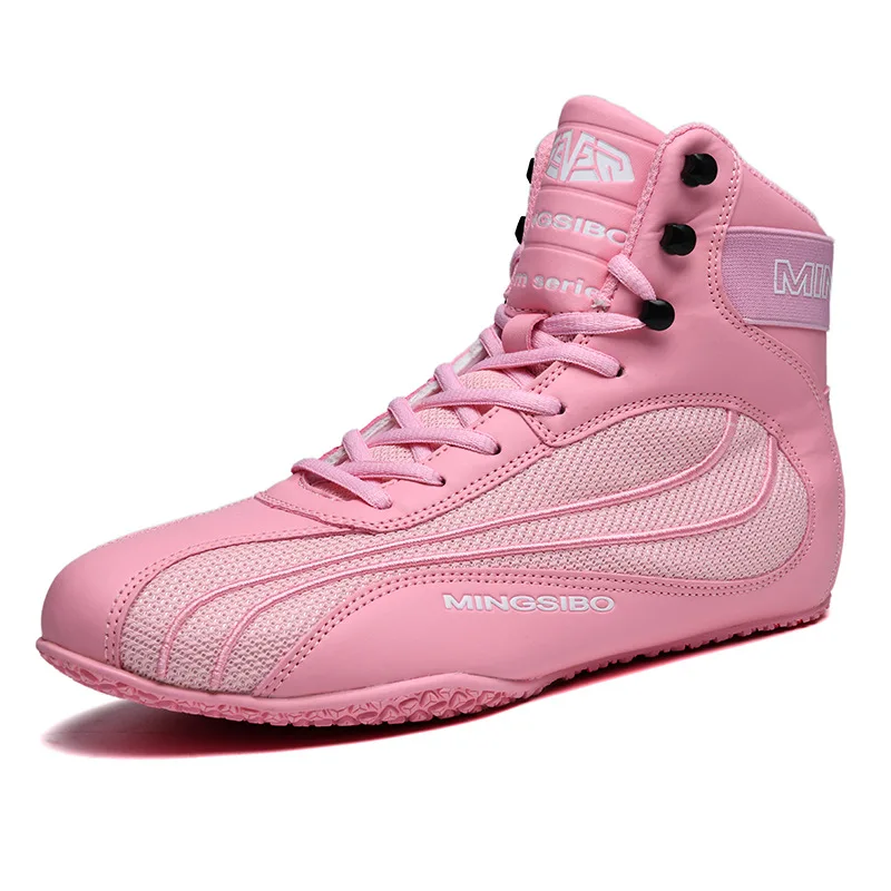 MINGSIBO Mid Cut Pro Small Large Size Wrestling Boots Sport Sneakers for Boxing and Training Outdoors