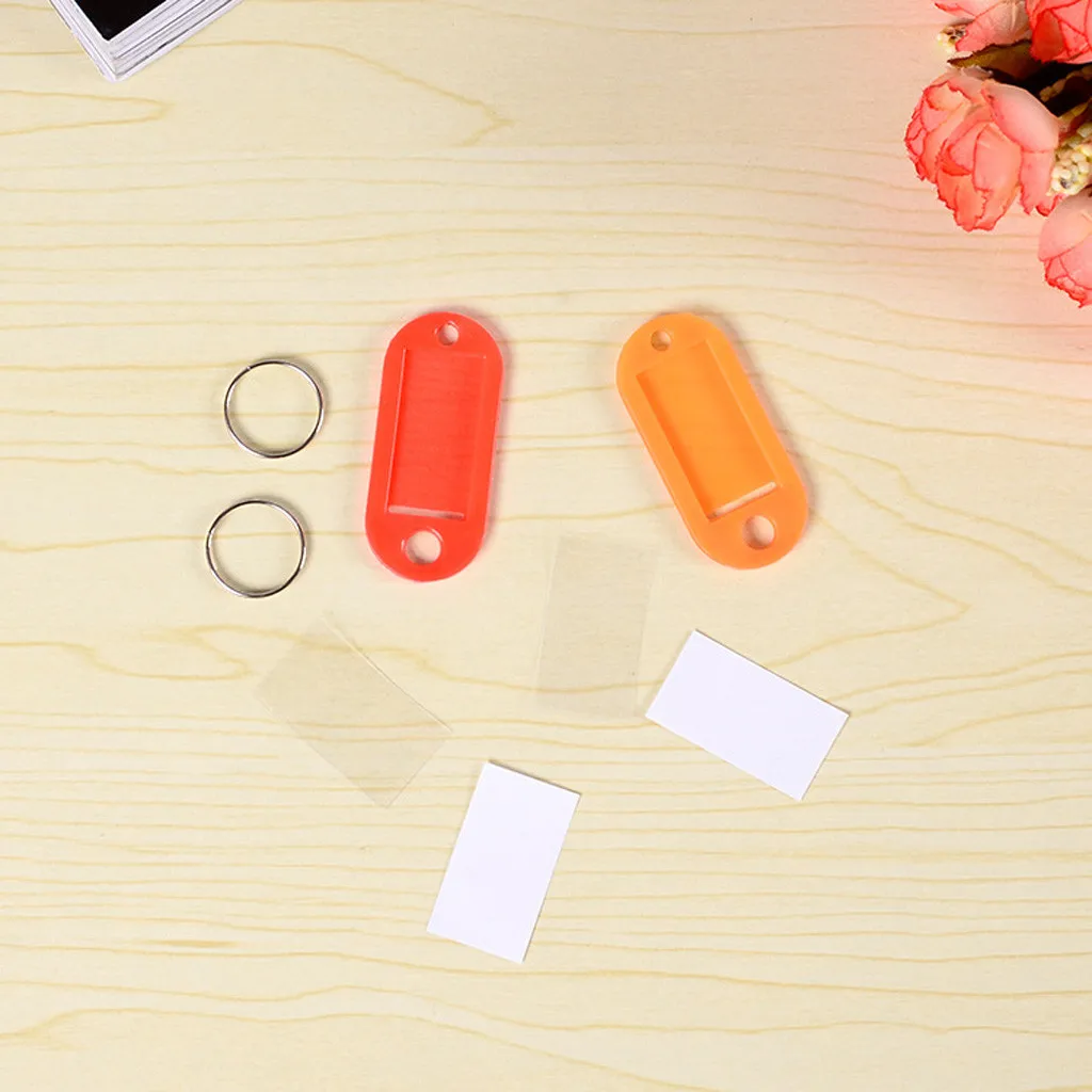 Plastic Keychain Tags 50pcs/lot Colorful Plastic Keychain Key Tags label Numbered Name Baggage Tag ID Label Name Tags Split Ring