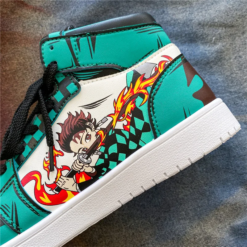 Dropshipping Inosuke Anime Sneakers Men Vulcanized Shoes Women Demon Slayer Cosplay Sports Running Shoes High Top Streetwear