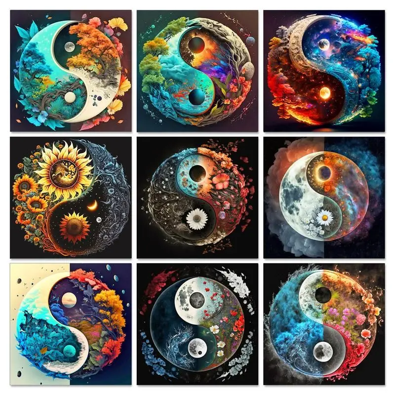 

GATYZTORY Frame Painting By Numbers Kits Tai Ji Landscape Modern Wall Art Picture Painting Acrylic Paint On Canvas For Home Deco