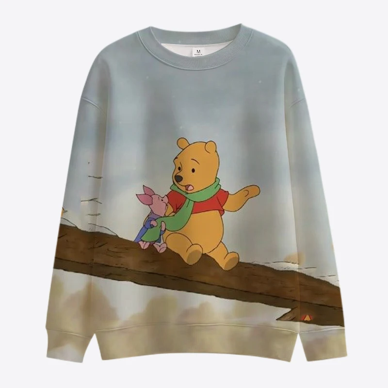 

Fall New Harajuku Street Women's Crew Neck Sweatshirt Disney Brand Winnie the Pooh and Minnie Mouse Anime Print Women's Top 2022