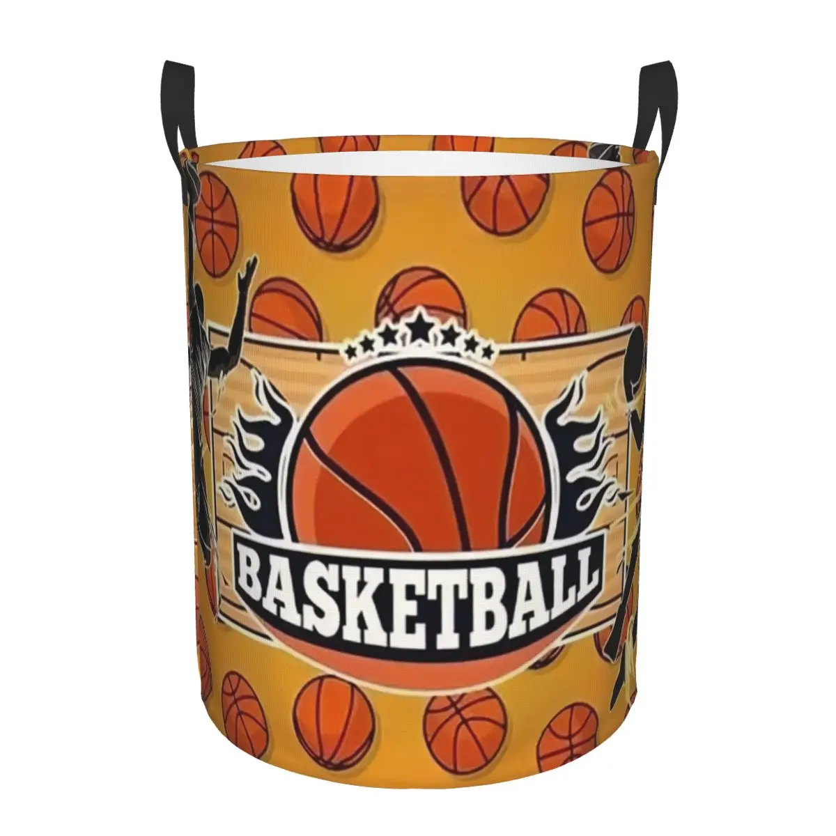 Basketball Laundry Basket Foldable Dots Round Physical culture Clothes Hamper for Nursery Kids Toys Storage Bin