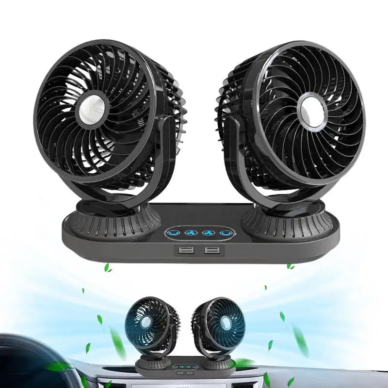 

Dual Head USB Fan Car 12V 24V Electric Lighter Fan Summer Low Noise Cooling Applications For Trucks Passenger Car Minivan