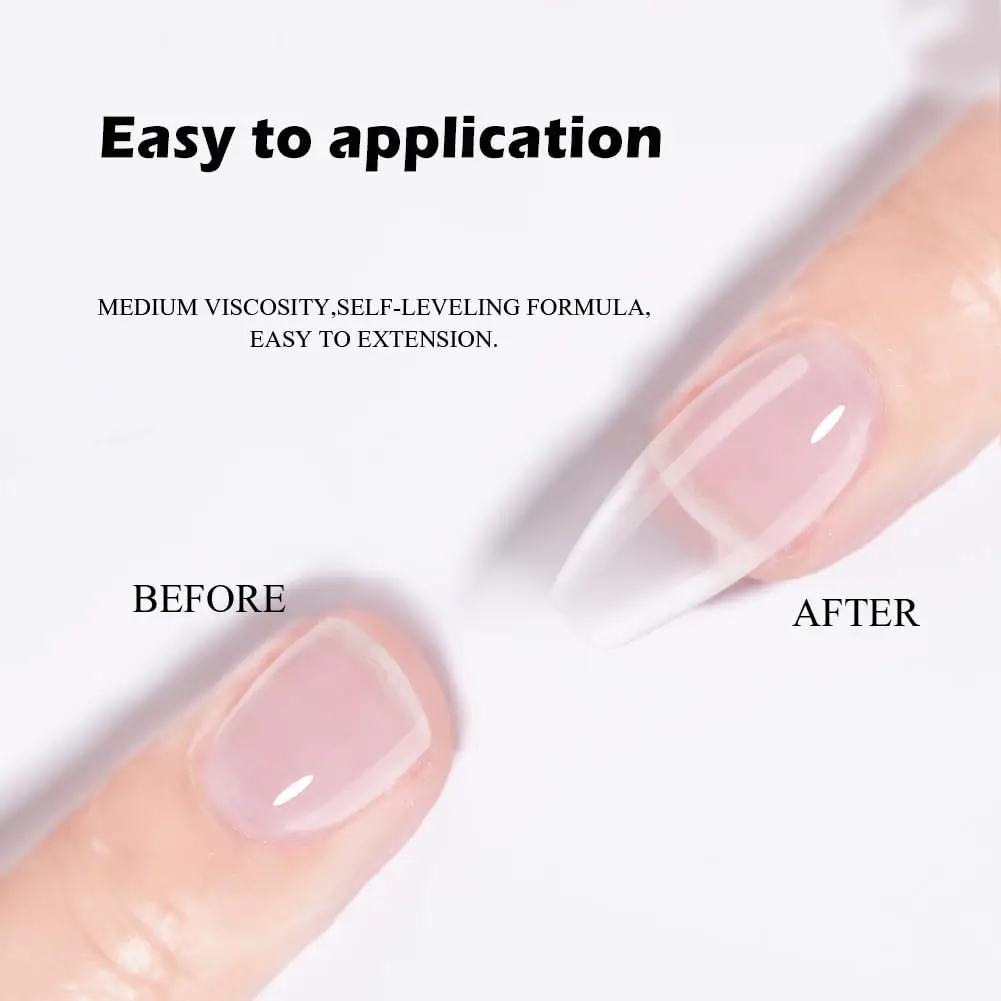 FZANEST Rubber Gel Top Coat,15ML Ultra Shine No Wipe Thick 3D Nail Art Top Coat StrengthenEnhanced Plumping Natrual Nail and Nai 4
