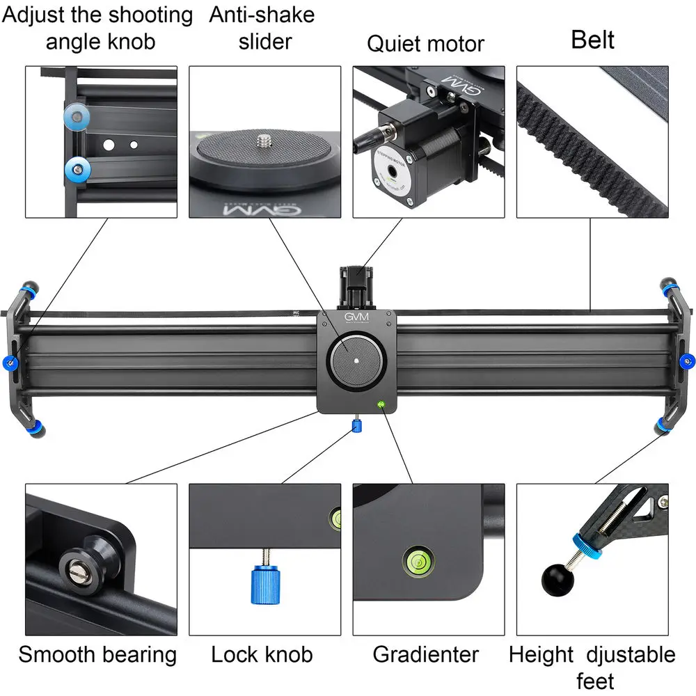 GVM 48" 120cm Professional Video Aluminum Alloy Motorized Camera Slider Track Dolly Video Stabilizer Rail GT-J120D