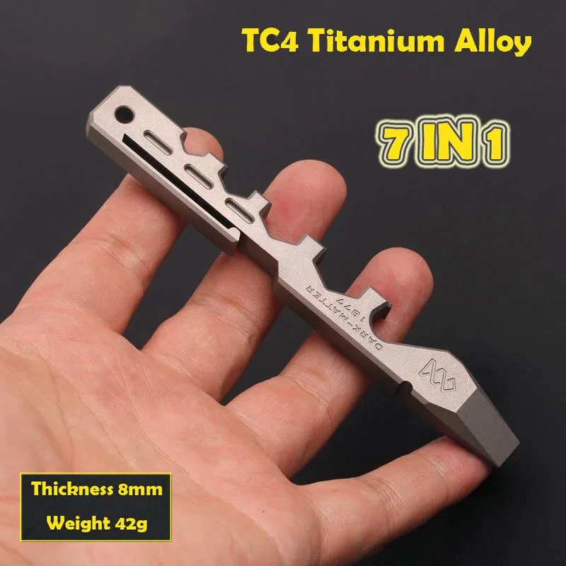 

7IN 1 TC4 Titanium Alloy Crowbar Multifunction Bottle Opener wrench EDC Tools Outdoor Camping Gear EDC Tools Gift With Clip Nail