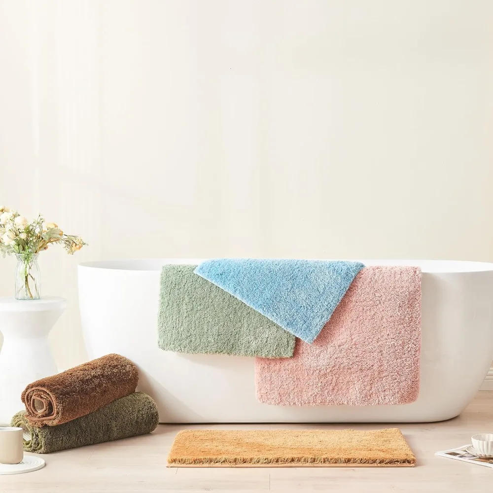 Upgraded Shaggy Bath mat for Bathroom Non Slip 15.7" X 23.6", Super Soft Quick Dry Bath Rugs, Fluffy Plush Bathroom Rugs Machin