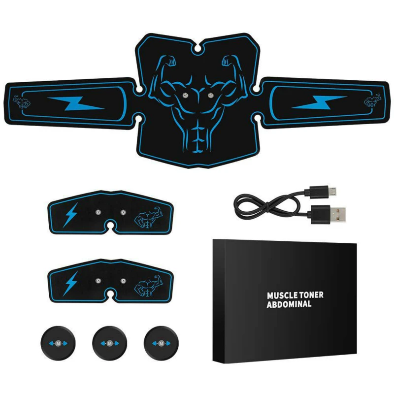 New USB Charging EMS Abdominal Belt Electrical Stimulation ABS Muscle Trainer Hip Toner Home Gym Fitness Equipment Women Men