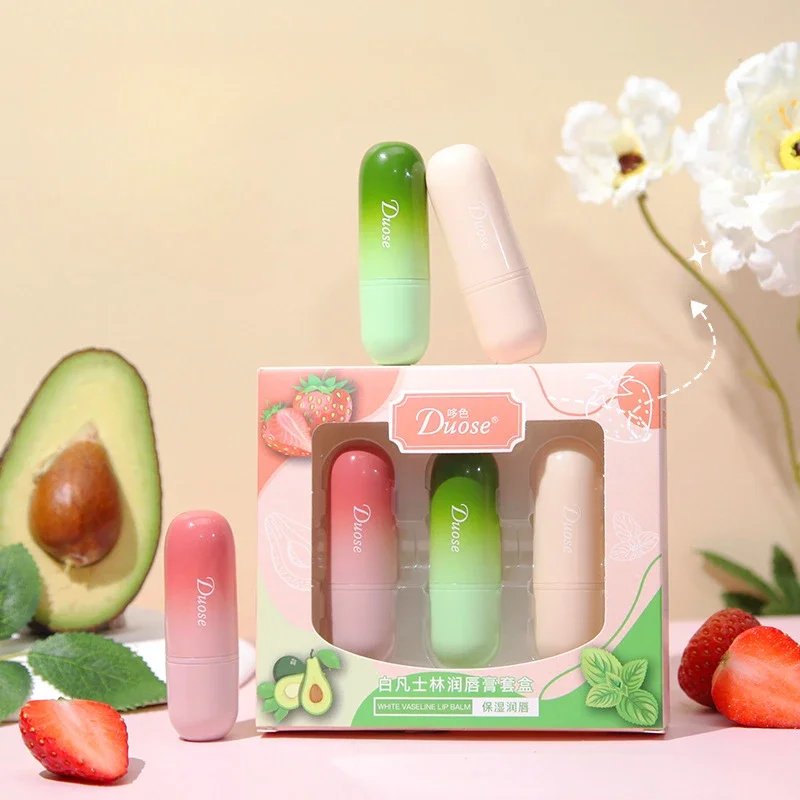 3pcs Fruits Lip Balm Sets Temperature Color Change