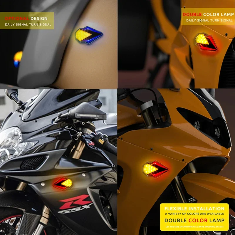 Shield Style Flowing Motorcycle Flashing Signal Light drl Driving Lights For motorcycle Scooter ATV Moto 12V 2pcs Motorcycle Light