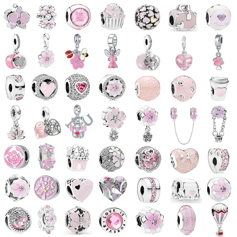 new fashion charm original animal series tortoise elephant puppy lion bead suitable for original pandora ladies bracelet jewelry New Fashion Charm Original Pink Flower Backpack Balloon Beads Suitable for the original Pandora Women's Bracelet Jewelry Gift