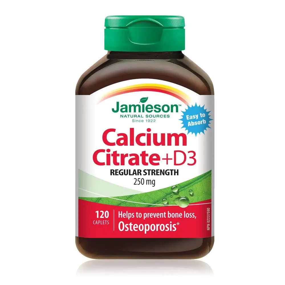 

Jamieson Canada Calcium Citrate and Vitamin D3 250mg - 120 Caplets