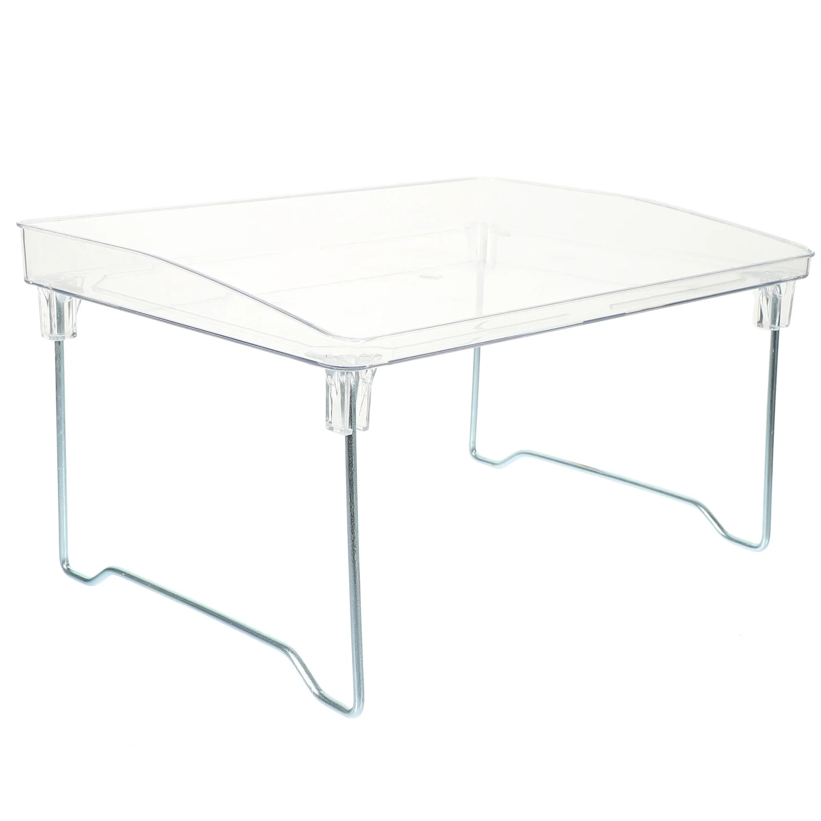 

Portable Breakfast Tray Table for Bed with Folding Legs and Clear Acrylic Surface