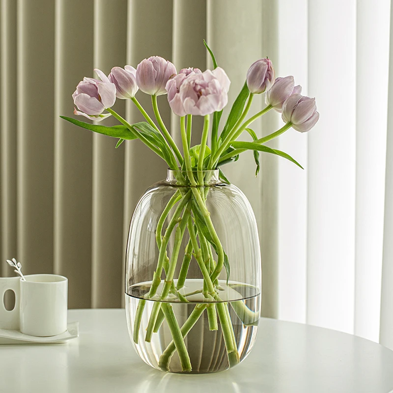 

White Nordic Vase Hydroponics Grand Plant Pots Indoor Glass Big Vase Bonsai Jarrones Decorativos Moderno Flowers Home Decoration