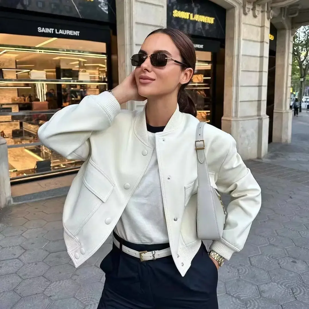 

2023 Autumn Basic Women Large Pocket Pilot Jacket Female Loose Single Breasted Coats Simple Leisure Tops Outwear Mujer Trap Zara