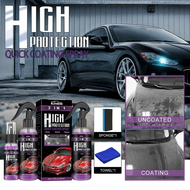 3 in 1 High Protection Quick Car Coating Spray, High Protection 3 in 1  Spray, 3 in 1 Ceramic Car Coating Spray, Quick Coat Car Wax Polish Spray  for