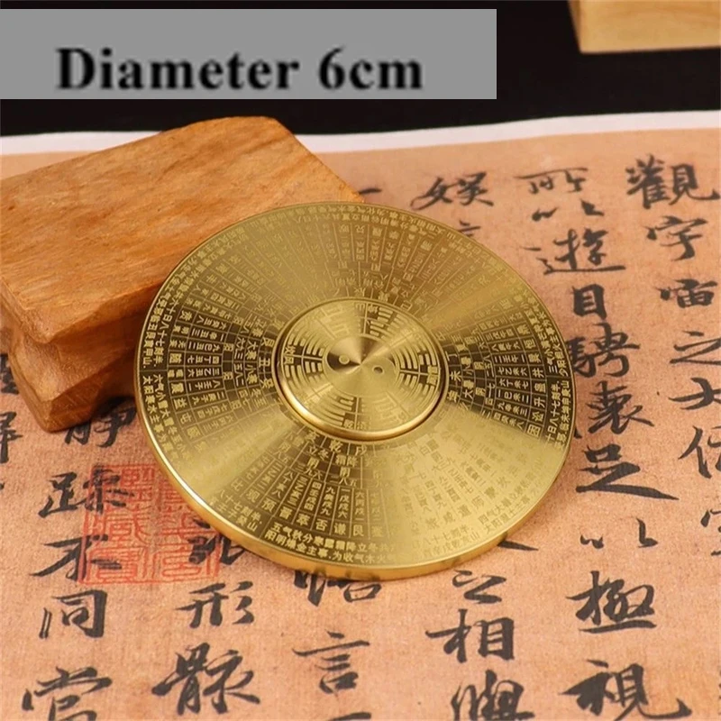 Chinese All Copper Decompression Compass Rotating Handle Piece Double-sided Rotation Carry Around Play with Gossip Turntable 1Pc