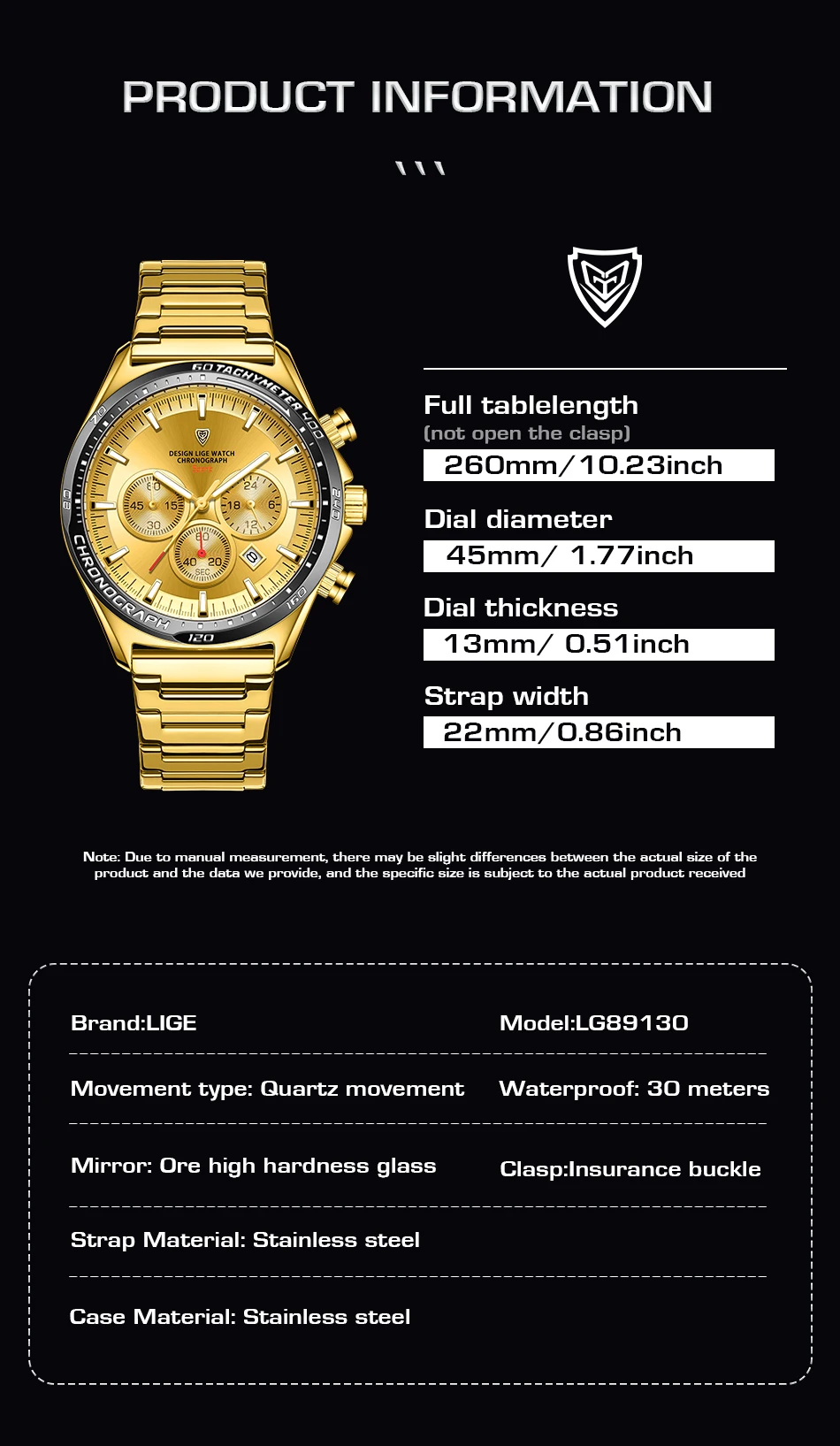 Lige - Men's Luxury Quartz Waterproof Watch, Unique Design, High Quality, Original_voghion.com
