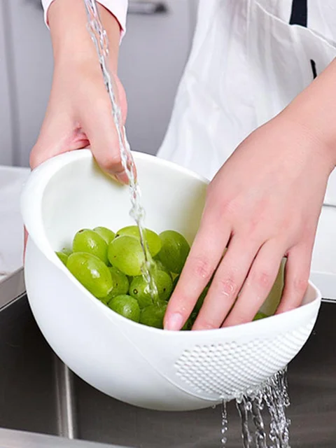 1/3pcs- Colander Rice Bowl Drain Basket Fruit Bowl Washing Drain Basket with Handle Washing Basket Home Kitchen Organizer 3