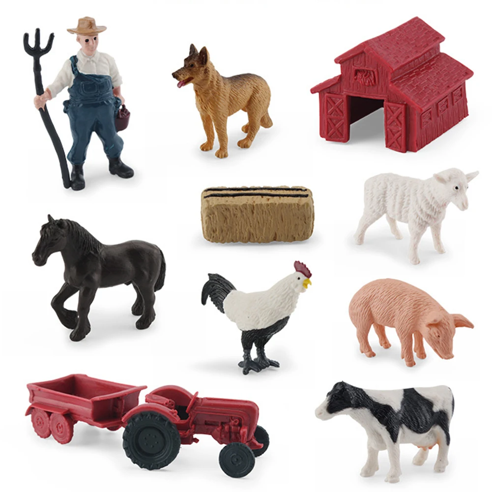 Animal Model Figurines Movable Cute Poultry Figurines Wildlife Chicken Duck Goose Cow Statue Garden Sandbox Home Decoration 4