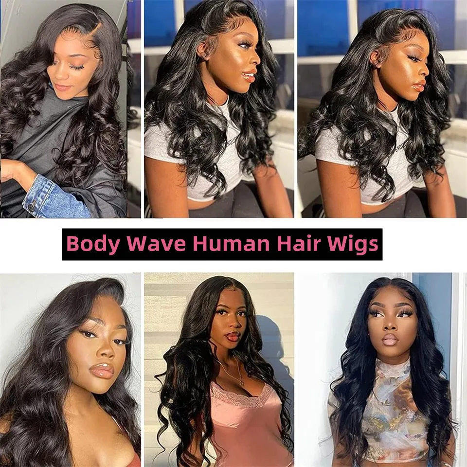 Lace Front Human Hair Wigs 13x6 Brazilian Body Wave For Women 180% Density