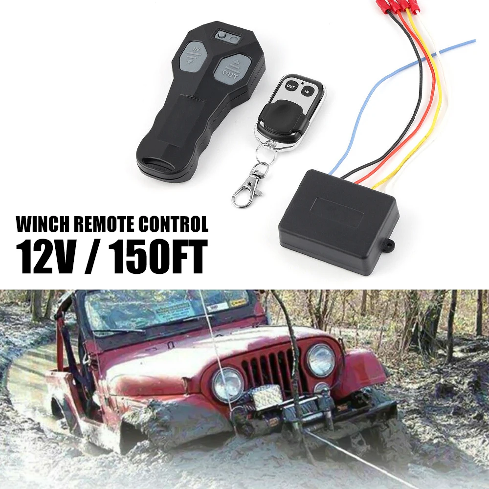 Wireless Winch Switch Controller Remote Control Handset 150ft 12 Volt for 4x4 vehicles ATV UTV SUV Jeep Trailer Lift Jack Boat