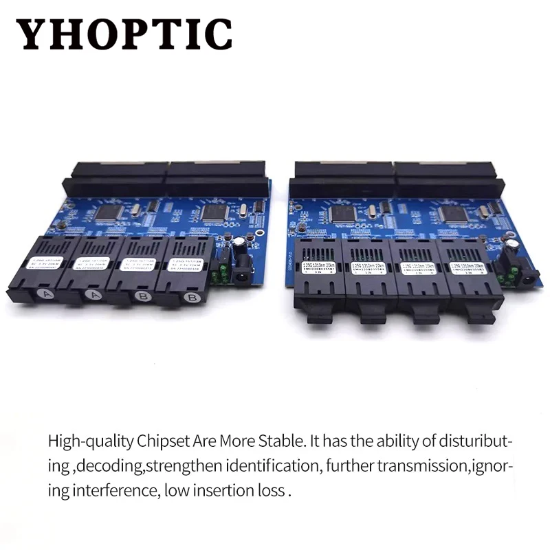 100/1000Mbps PCBA 보드 광섬유 변환기 스위치 4 광섬유 포트 8 RJ45 포트 광섬유 송수신기 단일 모드 SC 심플렉스/듀플렉스