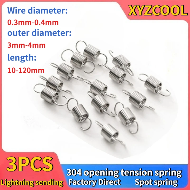 Small Hub Spring 304 Stainless Steel Pull Spring 0.2/0.3 Miniature Small Spring with ...