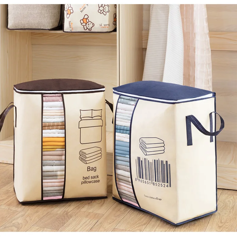 Creative thickened non-woven vertical version of the double ear handheld quilt clothing organization multi-purpose storage bag 5