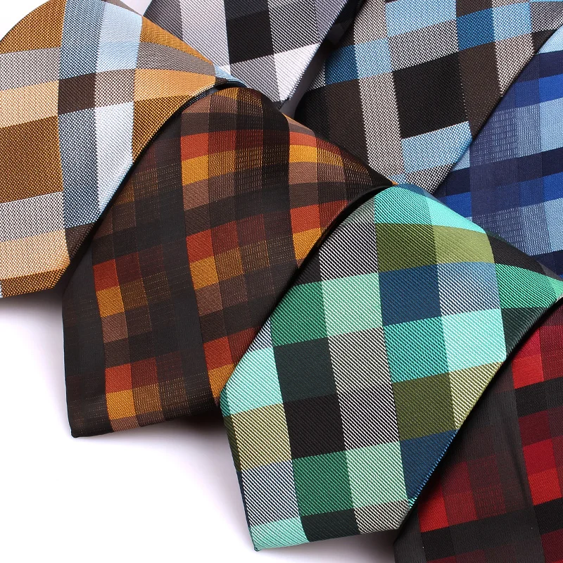 Jacquard Woven Neck Tie For Men Classic Check Ties Fashion Polyester Mens Necktie For Wedding Business Suit Plaid Tie