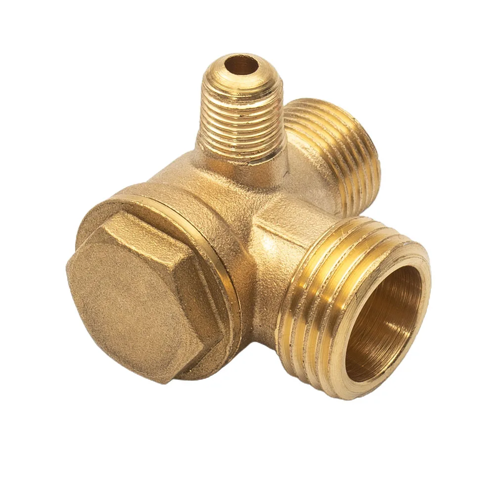 

1pc Air Compressor Check Valve Repartment Air Compressor 3-Port Brass Male Threaded Check Valve Connector Tool 10*16*20mm