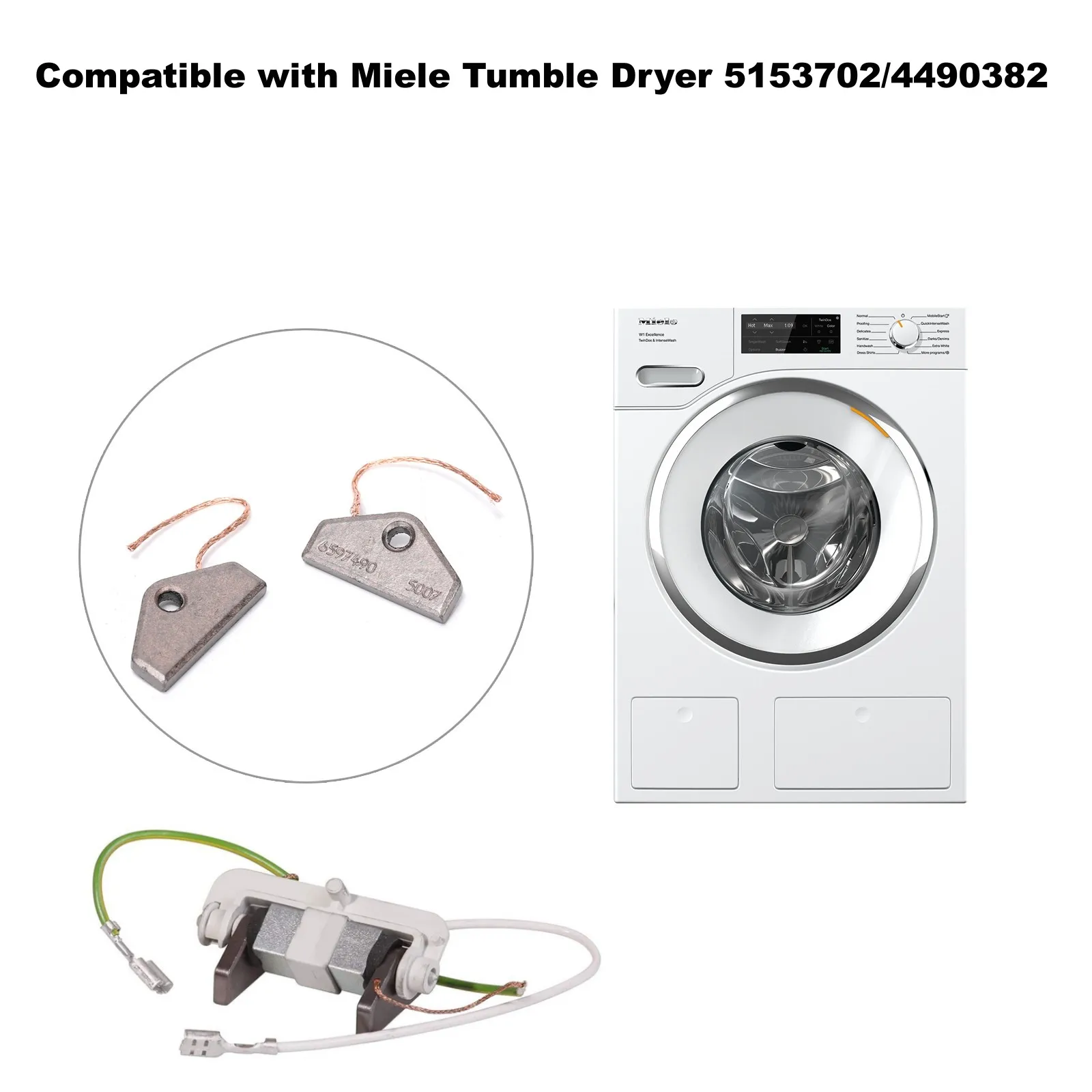 4Pcs Dryer Motor Carbon Brush Copper-containing 6597490 5007 (30x16x4mm) Compatible with Miele Tumble Dryer 5153702/4490382