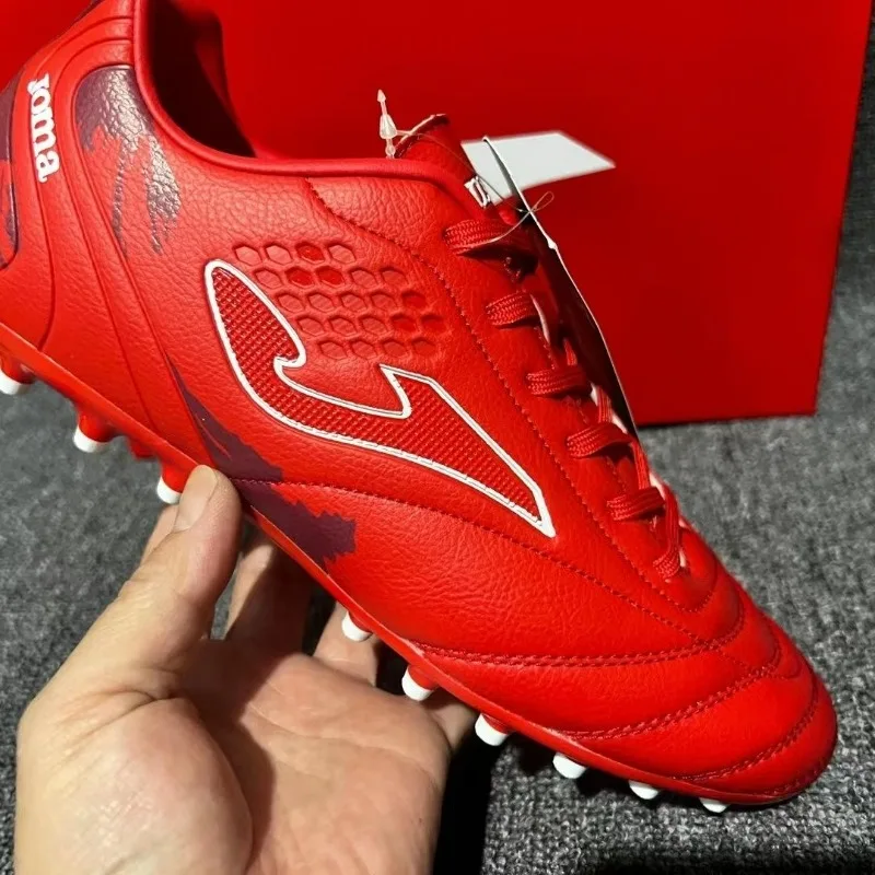 

2024 New Soccer Shoes For Men Red Long Spike Football Shoe Leather Sport Shoes Mens Anti-Slippery Outdoor Training Game Sneakers