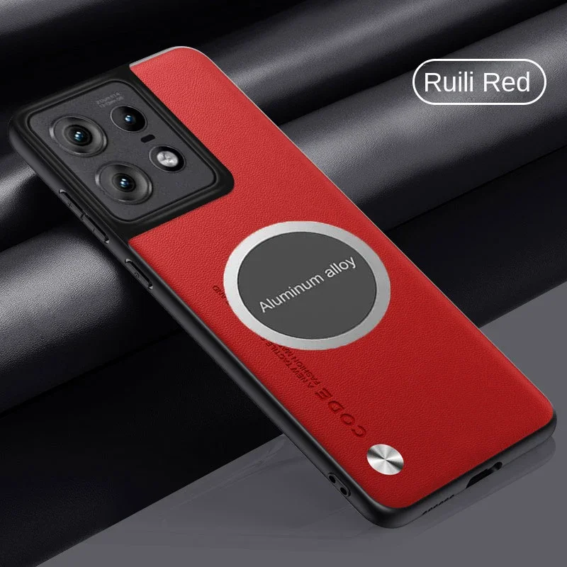 Leather Case with Magnetic Car Holder - Luxury Metal Design