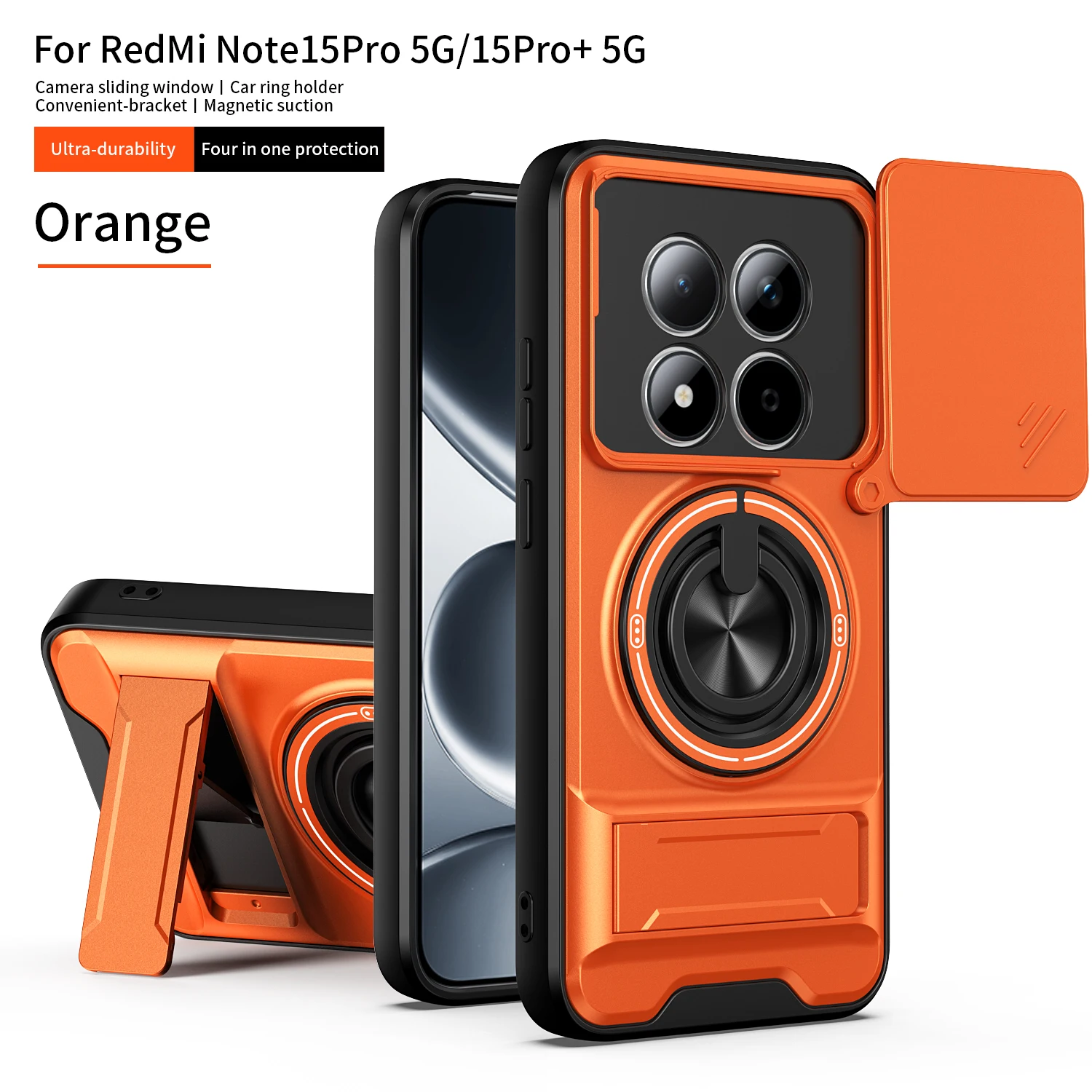 For Redmi Note 15 Case Redmi Note 15 Pro 4G 5G Cover Note15+ Magsafe Magnetic Fold Holder Military Armor Camera Protection Cover
