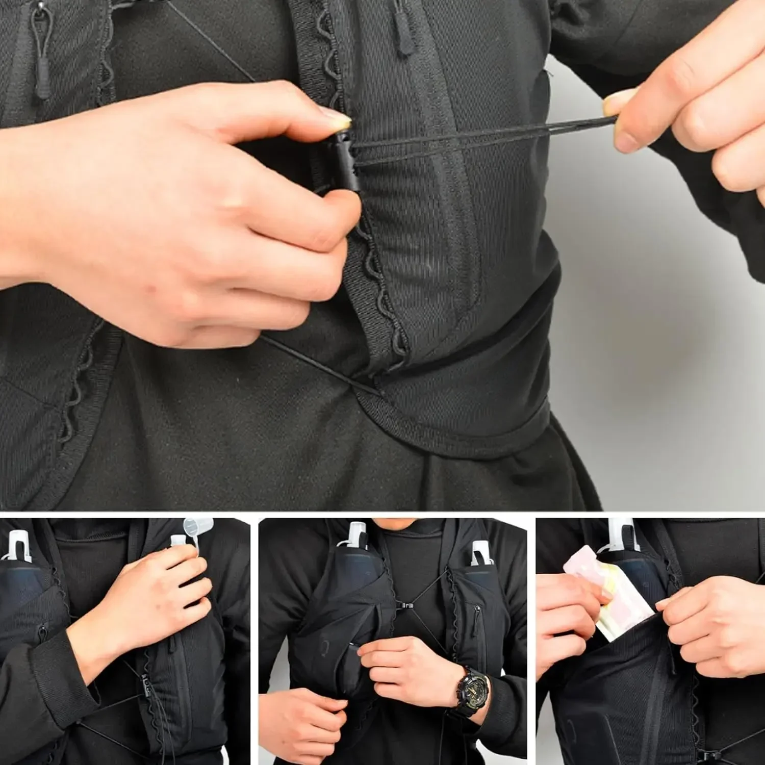 Hydration Vest Pack with 12 Pockets for Small Items Phones Wallets Keys and Towel for Jogging Biking Hiking hydration vest pack