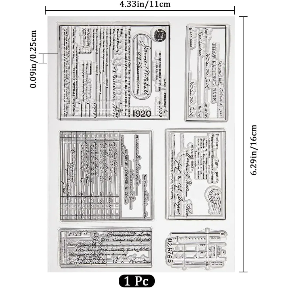 Clear Rubber Stamps 1pc Vintage Letterhead Words Background Reusable Retro Transparent Silicone Stamp Seals for Journaling