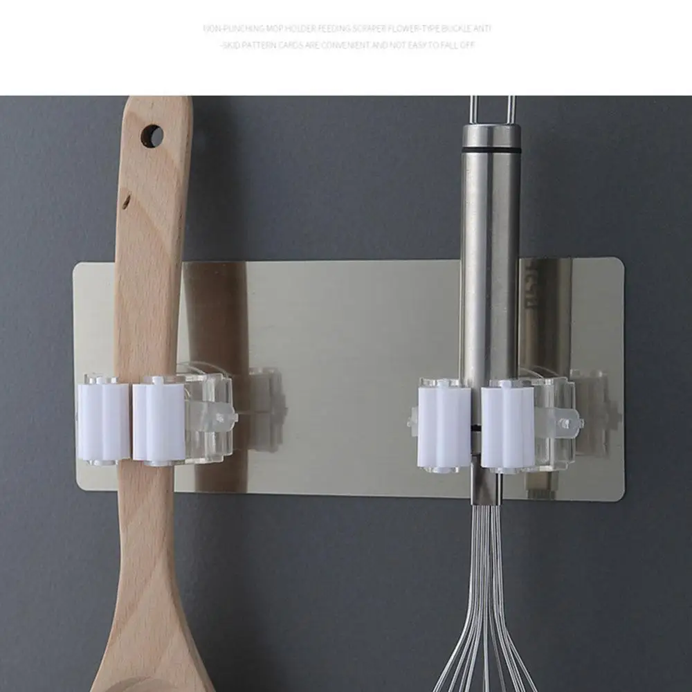 Description Picture 2 of itemAdhesive Multi-Purpose Hooks Wall Mounted Mop Organizer Holder RackBrush Broom Hanger Hook Kitchen Bathroom Strong Accessories
