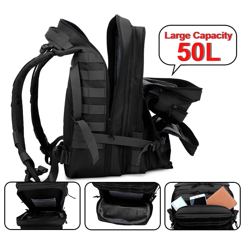 3P School Pack Molle Pack For Trekking Hunting Bag 50L Man Tactical Backpacks Outdoor Traveling Bags Outdoor 2