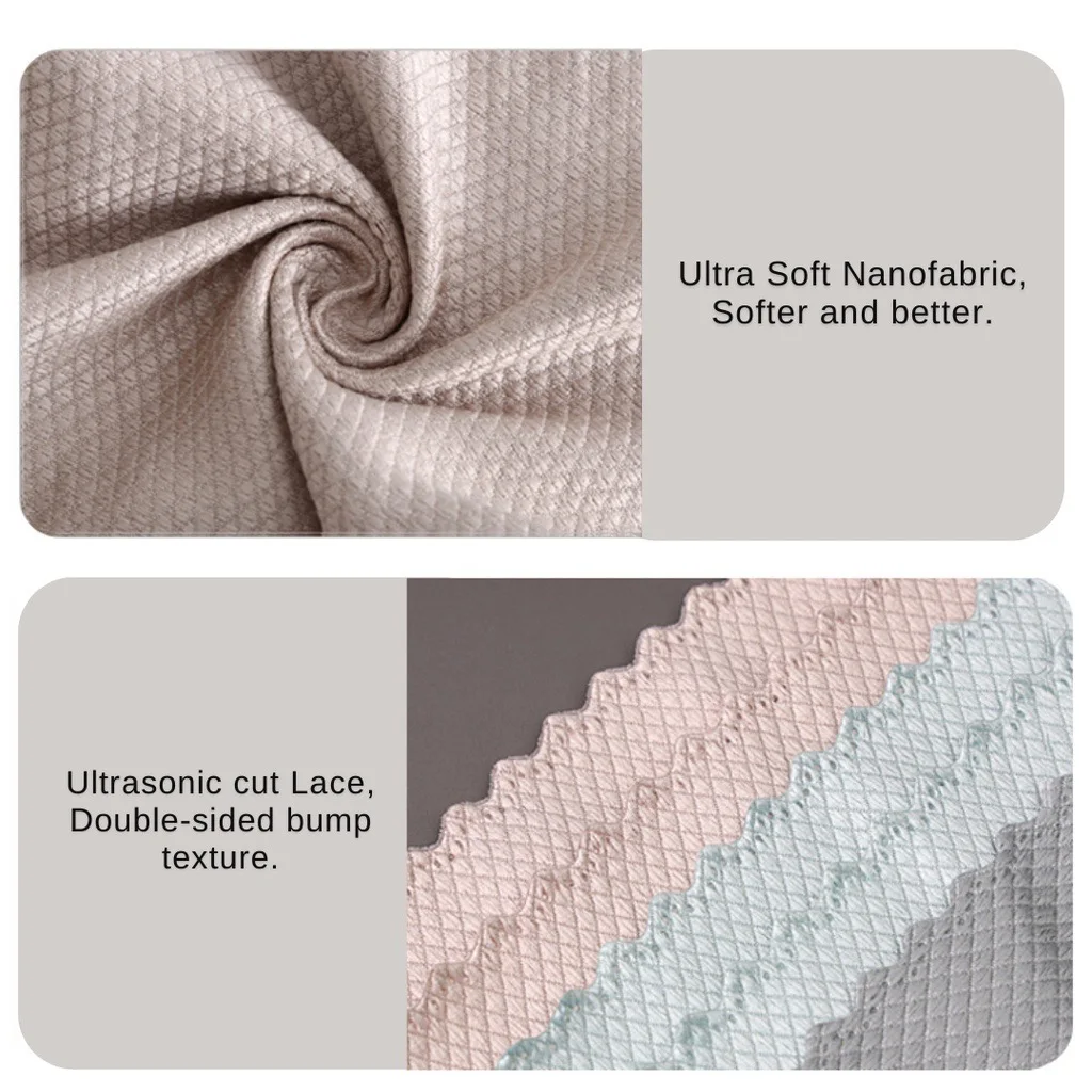 5pcs/10pcs fish scale rag for glass cleaning, kitchen cleaning, water-absorbent, non-stick oil, lint-free scouring pad