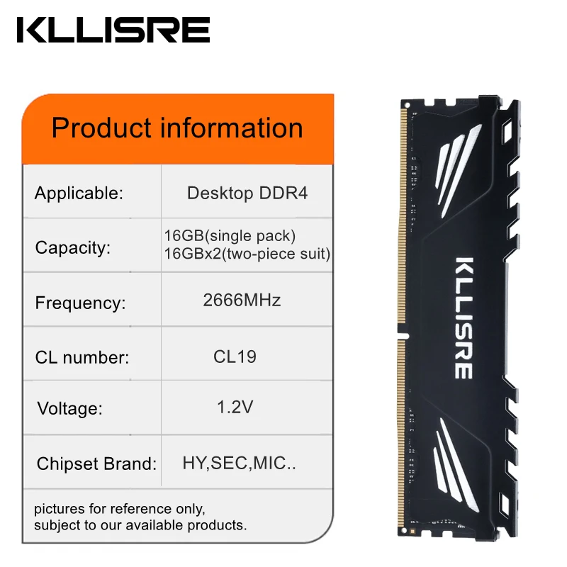 Kllisre DDR4 16GB 2666MHz 16G 3200MHz Memory Desktop RAM Dimm High Compatible Memória