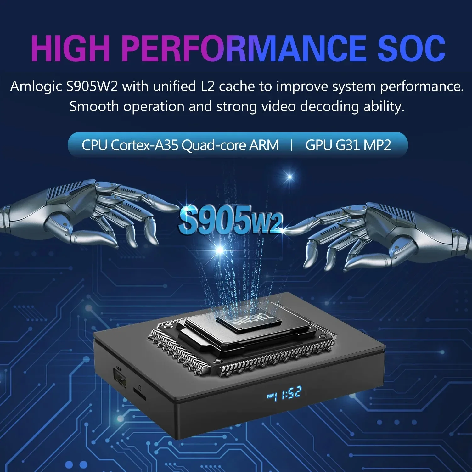 KW2 Android 14 TV Box Amlogic S905W2 4K Video 4GB 32G 64G Dual Wifi Bluetooth 5.