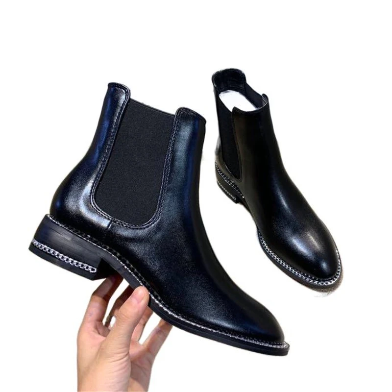 

Women Ankle Boots Natural Leather Upper Retro Classic Short Boots Europe Women Shoes Genuine leather Suede Chelsea Boots