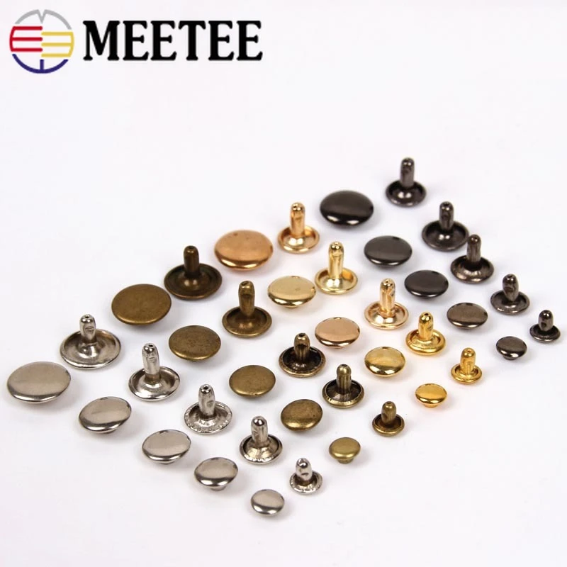 100set Metal Double Cap Rivet Stud Button Collision Nail Pike Rock