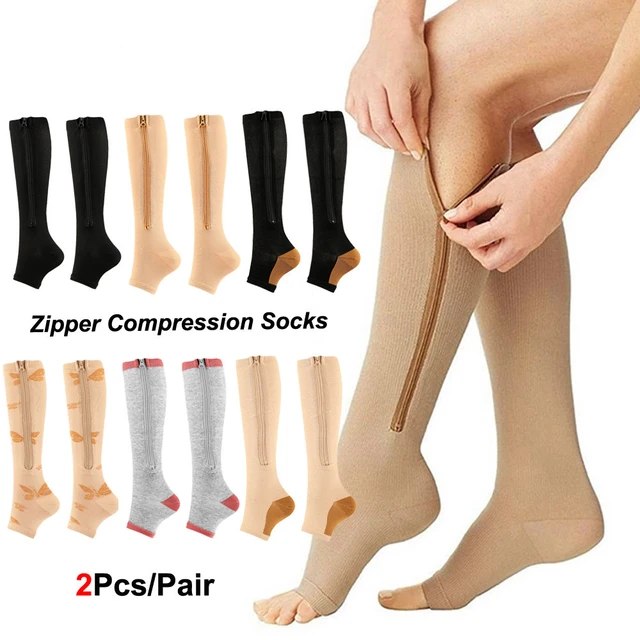 Calcetines de compresión con cremallera para hombre y mujer, medias  resistentes con cremallera para mejorar la circulación sanguínea, alivia el  dolor, 1 par - AliExpress