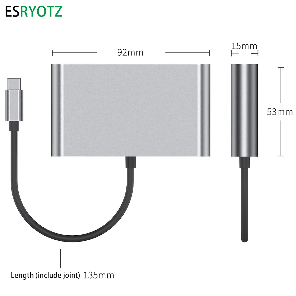맥북용 C타입 허브 도킹 스테이션, 4 인 1, USB C to HDMI 호환 어댑터, USB 3.0 PD 고속 충전, C타입 to HDMI 컨버터