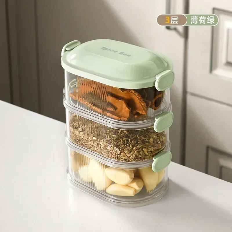 Spice Organizer Household Stackable Food Spice Storage Box Spice Sealing Jar Kitchen Fresh Box Kitchen Organization 3
