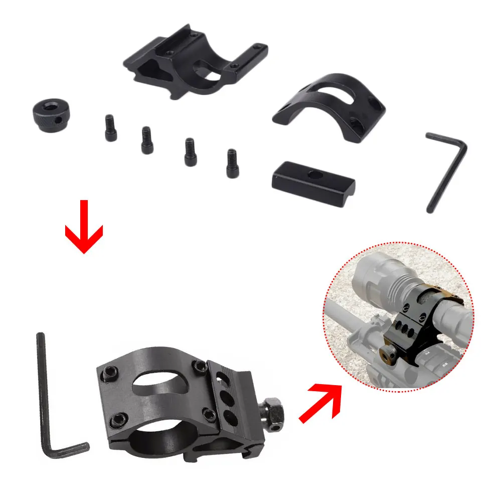 25.4mm Quick Release Offset Flashlight Scope Mount 20mm Picatinny Rail 45 Degree Sight Hunting Gun Airsoft Accessories