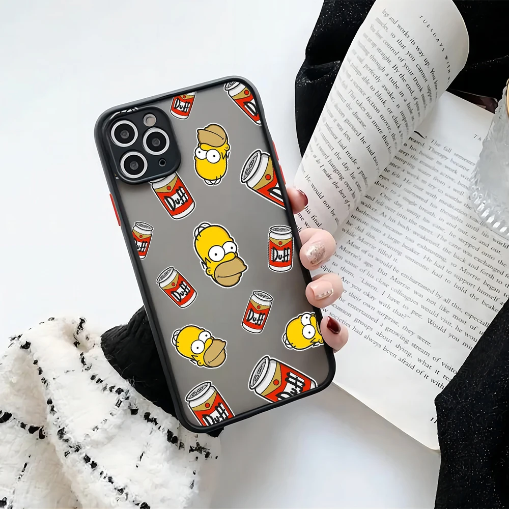Cartoon Cute The s-Simpsons Matte Transparent Phone Case Cover